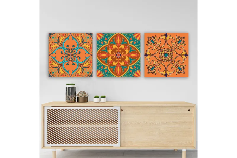 Dekorativ Canvasbillede 3-Dele 30x30 cm, Flerfarvet