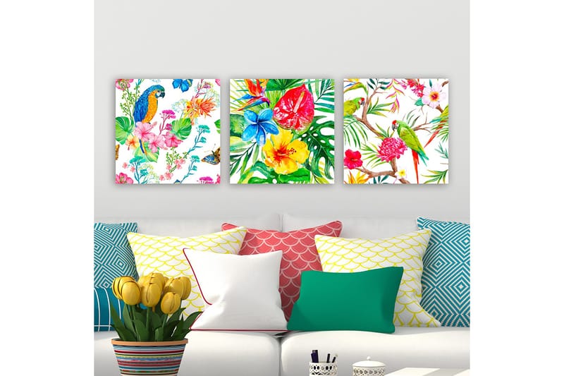 Dekorativ Canvasbillede 3-Dele 30x30 cm, Flerfarvet