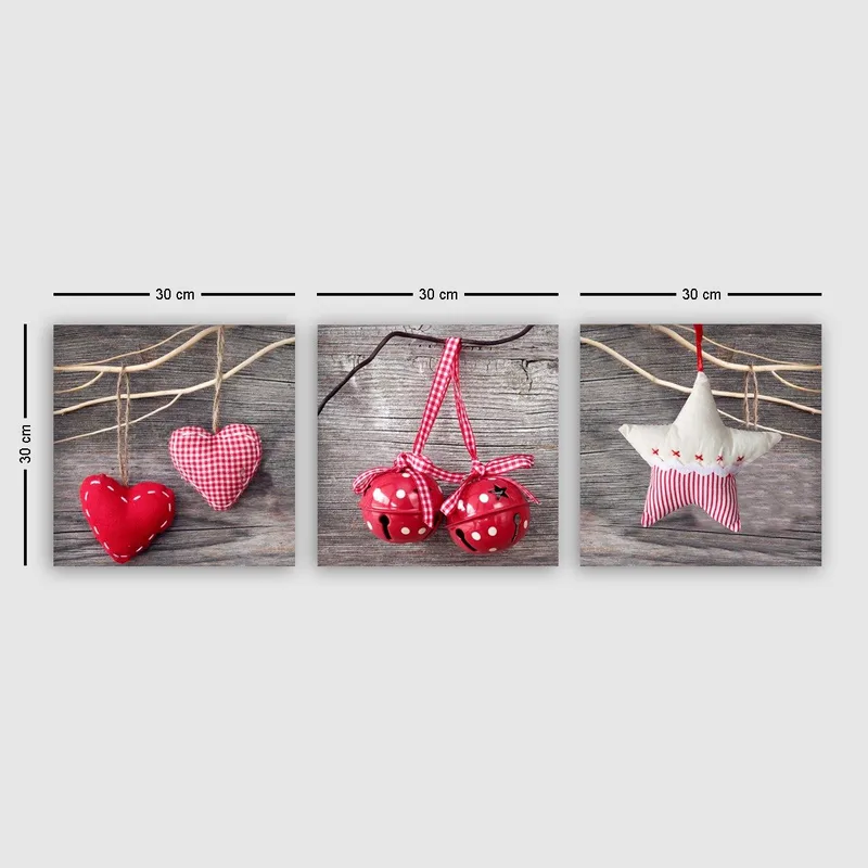 Dekorativ Canvasbillede 3-Dele 30x30 cm, Flerfarvet