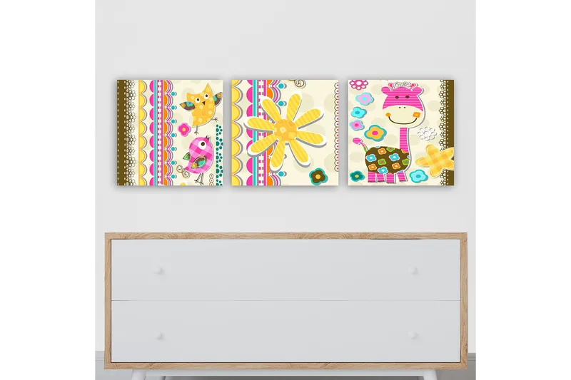 Dekorativ Canvasbillede 3-Dele 30x30 cm, Flerfarvet