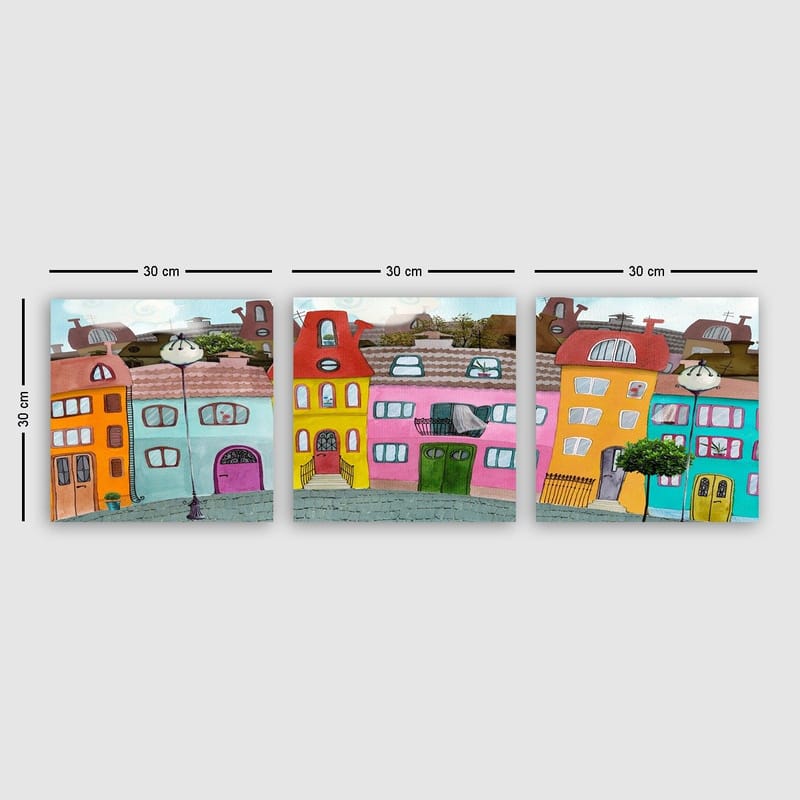 Dekorativ Canvasbillede 3-Dele 30x30 cm, Flerfarvet