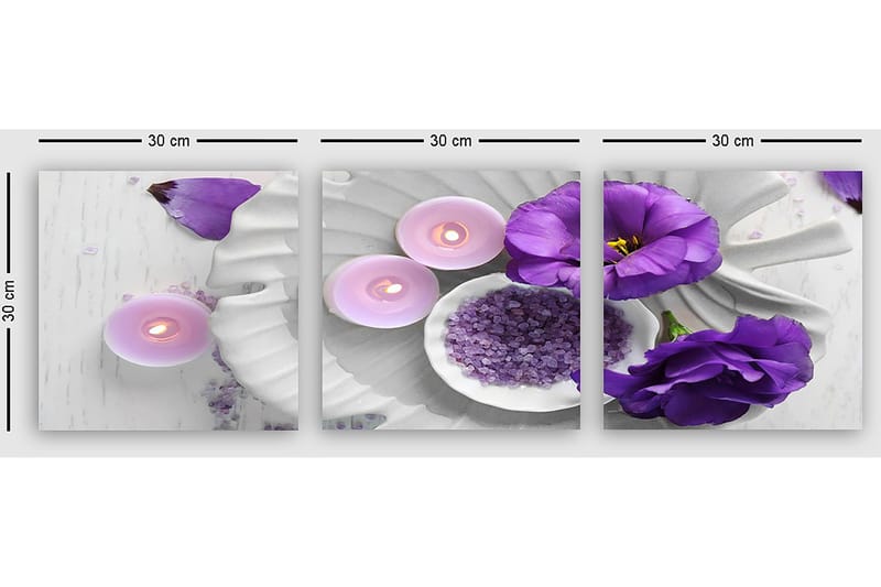 Dekorativ Canvasbillede 3-Dele 30x30 cm - Flerfarvet - Boligtilbehør - Billeder & kunst - Billeder på lærred
