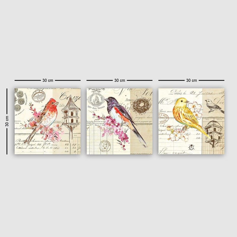 Dekorativ Canvasbillede 3-Dele 30x30 cm, Flerfarvet