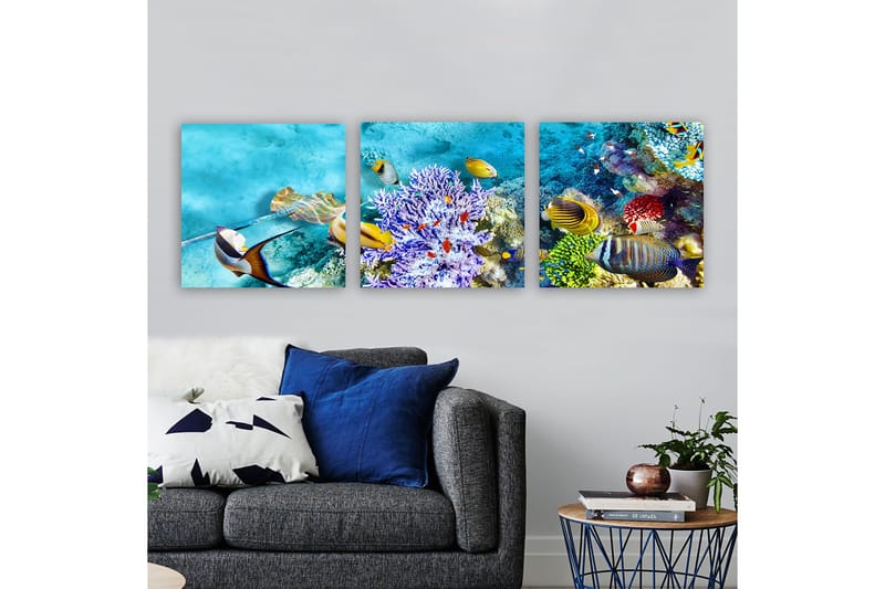 Dekorativ Canvasbillede 3-Dele 30x30 cm, Flerfarvet