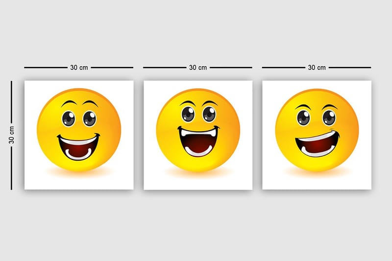 Dekorativ Canvasbillede 3-Dele 30x30 cm - Flerfarvet - Boligtilbehør - Billeder & kunst - Billeder på lærred