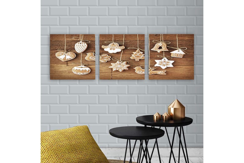 Dekorativ Canvasbillede 3-Dele 30x30 cm, Flerfarvet