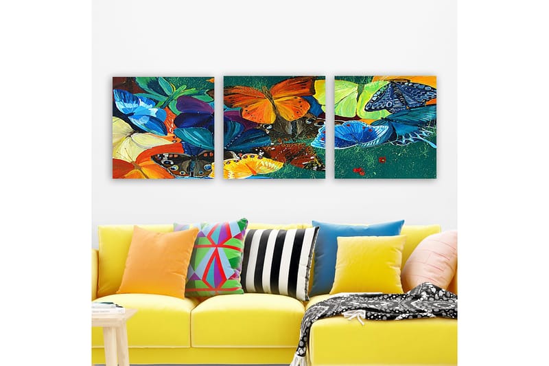 Dekorativ Canvasbillede 3-Dele 30x30 cm, Flerfarvet