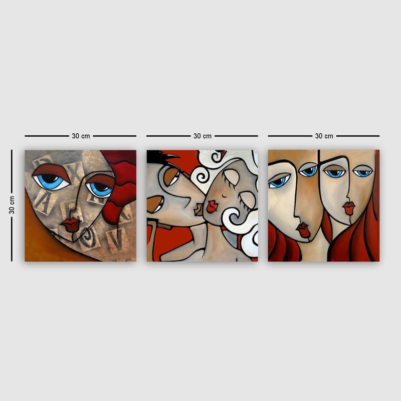 Dekorativ Canvasbillede 3-Dele 30x30 cm, Flerfarvet