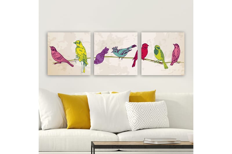 Dekorativ Canvasbillede 3-Dele 30x30 cm, Flerfarvet
