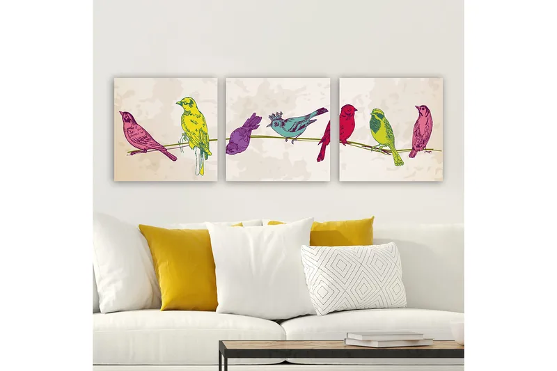 Dekorativ Canvasbillede 3-Dele 30x30 cm, Flerfarvet