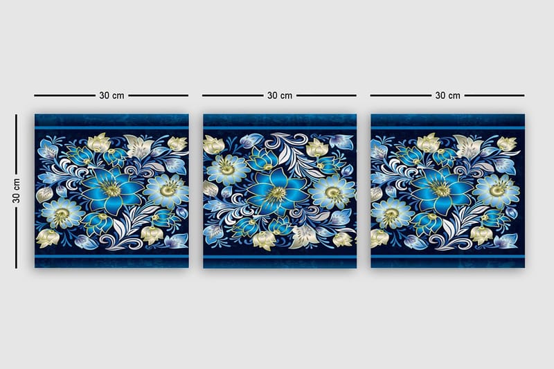 Dekorativ Canvasbillede 3-Dele 30x30 cm - Flerfarvet - Boligtilbehør - Billeder & kunst - Billeder på lærred