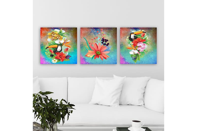 Dekorativ Canvasbillede 3-Dele 30x30 cm, Flerfarvet
