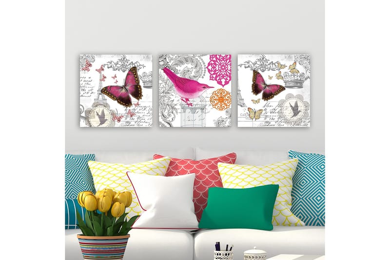 Dekorativ Canvasbillede 3-Dele 30x30 cm, Flerfarvet