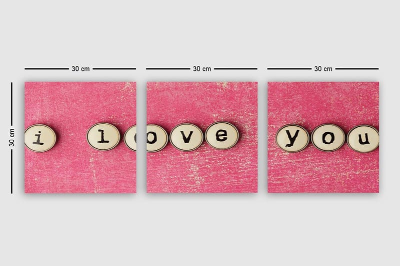 Dekorativ Canvasbillede 3-Dele 30x30 cm - Flerfarvet - Boligtilbehør - Billeder & kunst - Billeder på lærred