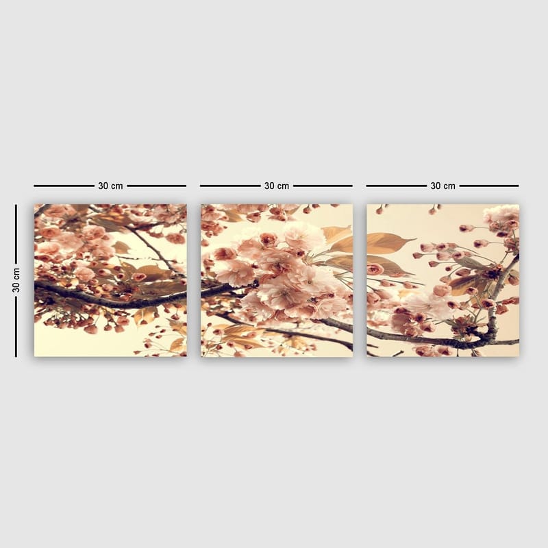 Dekorativ Canvasbillede 3-Dele 30x30 cm - Flerfarvet - Boligtilbehør - Billeder & kunst - Billeder på lærred