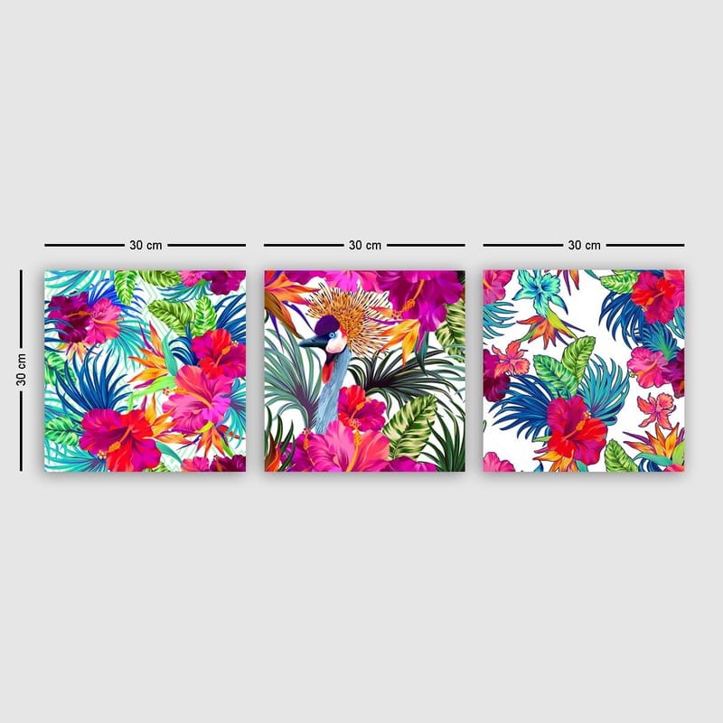 Dekorativ Canvasbillede 3-Dele 30x30 cm, Flerfarvet