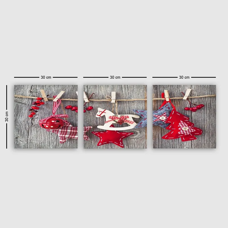 Dekorativ Canvasbillede 3-Dele 30x30 cm, Flerfarvet