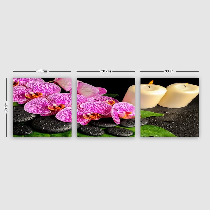 Dekorativ Canvasbillede 3-Dele 30x30 cm, Flerfarvet
