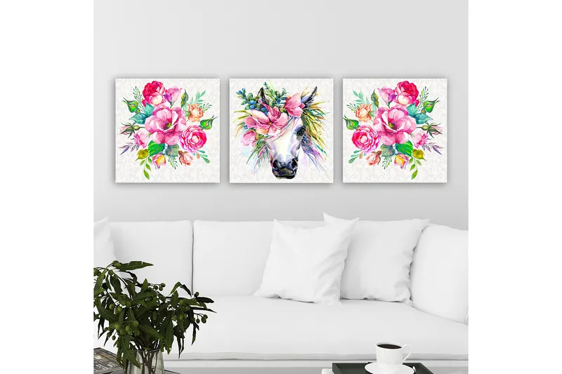 Dekorativ Canvasbillede 3-Dele 30x30 cm, Flerfarvet