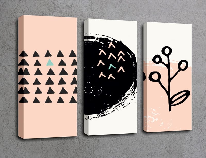 Dekorativ Canvasbillede 3-Dele 45x20 cm - Flerfarvet - Boligtilbehør - Billeder & kunst - Billeder på lærred