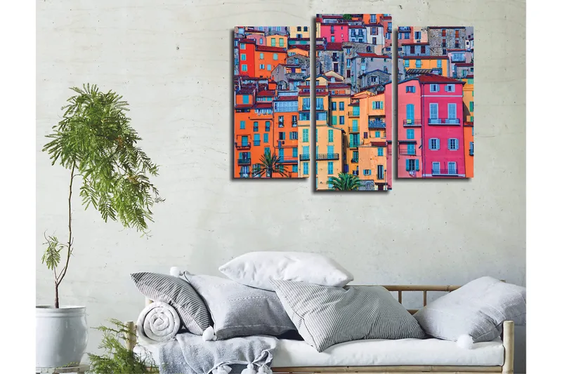 Dekorativ Canvasbillede 3-Dele 45x20 cm - Flerfarvet - Boligtilbehør - Billeder & kunst - Billeder på lærred