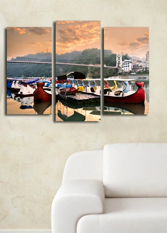 Dekorativ Canvasbillede 3-Dele 45x20 cm - Flerfarvet - Boligtilbehør - Billeder & kunst - Billeder på lærred