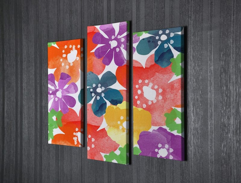 Dekorativ Canvasbillede 3-Dele 45x20 cm - Flerfarvet - Boligtilbehør - Billeder & kunst - Billeder på lærred