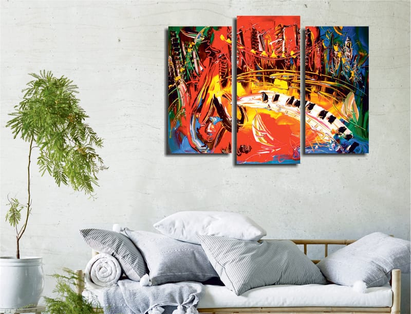 Dekorativ Canvasbillede 3-Dele 45x20 cm - Flerfarvet - Boligtilbehør - Billeder & kunst - Billeder på lærred