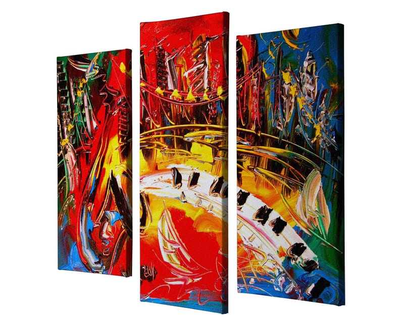 Dekorativ Canvasbillede 3-Dele 45x20 cm - Flerfarvet - Boligtilbehør - Billeder & kunst - Billeder på lærred