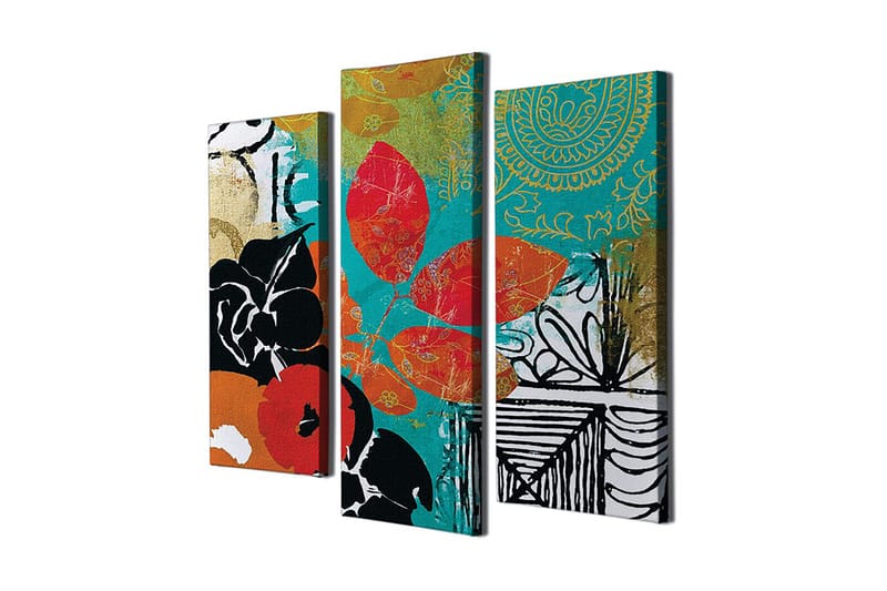 Dekorativ Canvasbillede 3-Dele 45x20 cm - Flerfarvet - Boligtilbehør - Billeder & kunst - Billeder på lærred