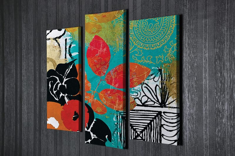 Dekorativ Canvasbillede 3-Dele 45x20 cm - Flerfarvet - Boligtilbehør - Billeder & kunst - Billeder på lærred