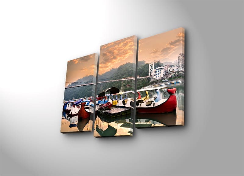 Dekorativ Canvasbillede 3-Dele 45x20 cm - Flerfarvet - Boligtilbehør - Billeder & kunst - Billeder på lærred
