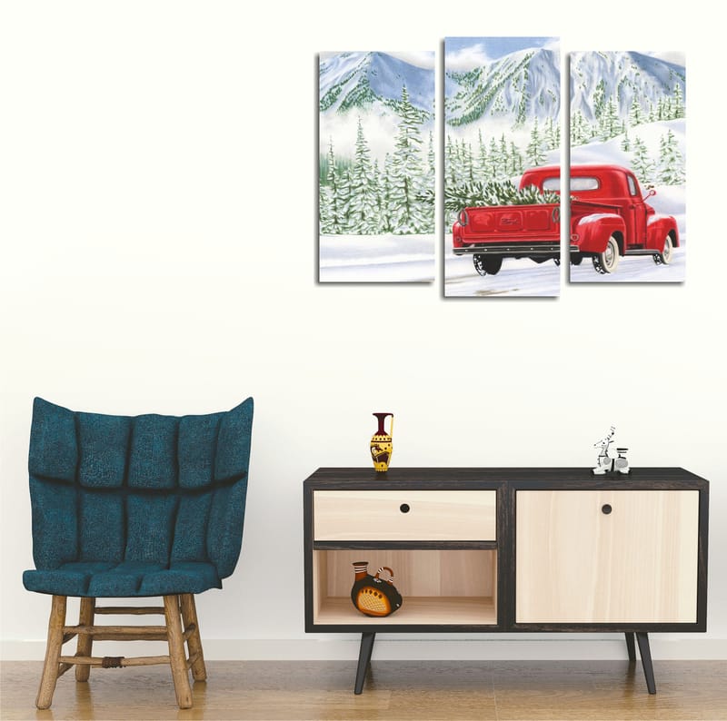 Dekorativ Canvasbillede 3-Dele 45x20 cm - Flerfarvet - Boligtilbehør - Billeder & kunst - Billeder på lærred