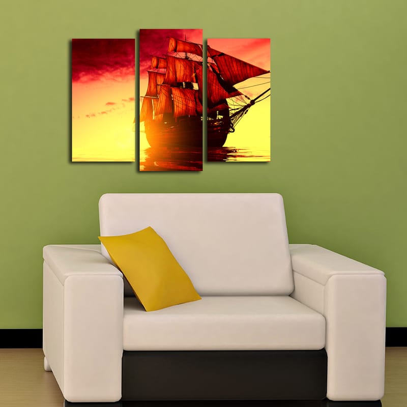 Dekorativ Canvasbillede 3-Dele 45x20 cm - Flerfarvet - Boligtilbehør - Billeder & kunst - Billeder på lærred