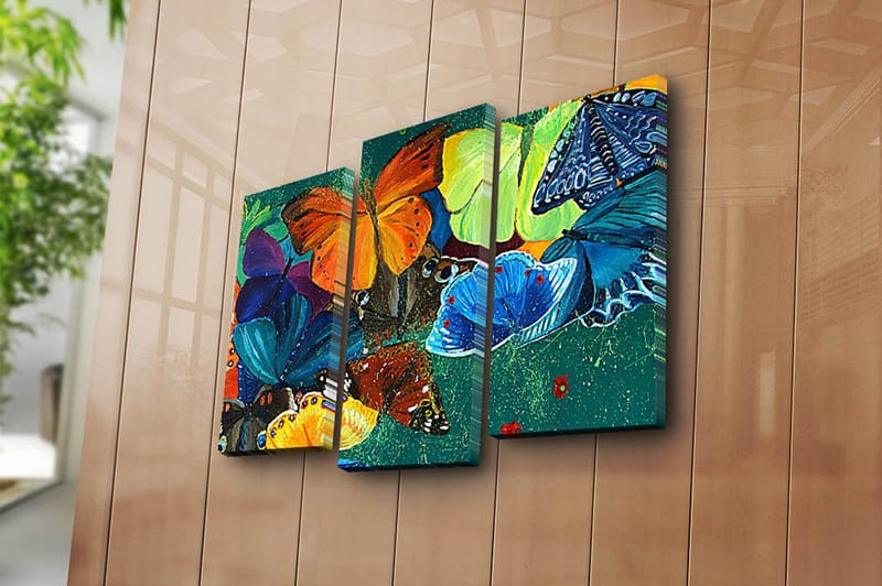 Dekorativ Canvasbillede 3-Dele 45x20 cm - Flerfarvet - Billeder på lærred