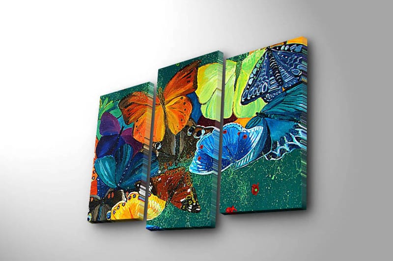 Dekorativ Canvasbillede 3-Dele 45x20 cm - Flerfarvet - Billeder på lærred