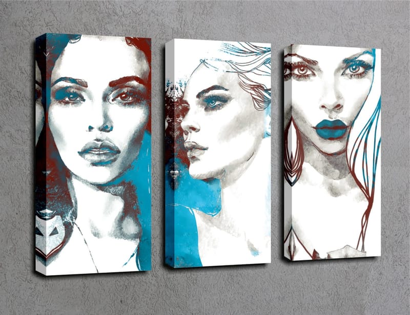 Dekorativ Canvasbillede 3-Dele 45x20 cm - Flerfarvet - Boligtilbehør - Billeder & kunst - Billeder på lærred