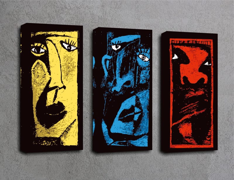 Dekorativ Canvasbillede 3-Dele 45x20 cm - Flerfarvet - Boligtilbehør - Billeder & kunst - Billeder på lærred