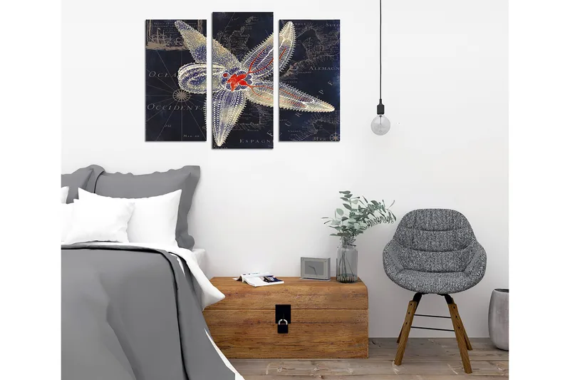 Dekorativ Canvasbillede 3-Dele 45x20 cm - Flerfarvet - Boligtilbehør - Billeder & kunst - Billeder på lærred