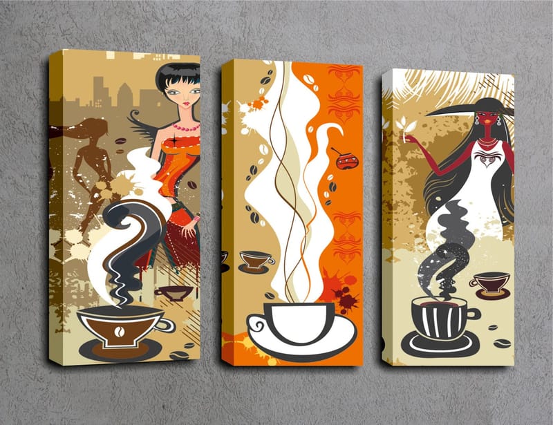 Dekorativ Canvasbillede 3-Dele 45x20 cm - Flerfarvet - Boligtilbehør - Billeder & kunst - Billeder på lærred