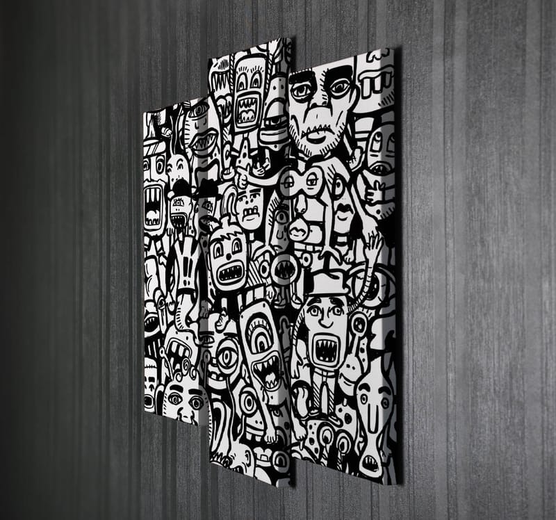 Dekorativ Canvasbillede 3-Dele 45x20 cm - Flerfarvet - Boligtilbehør - Billeder & kunst - Billeder på lærred