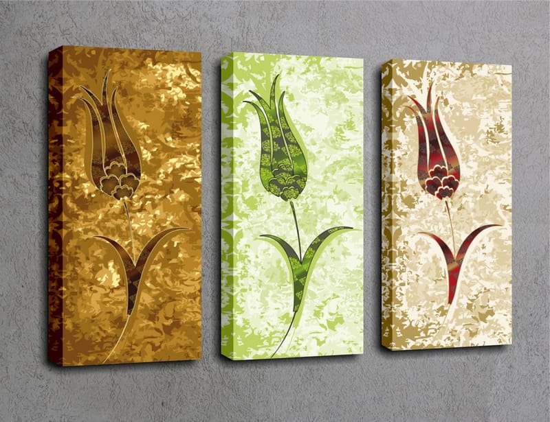 Dekorativ Canvasbillede 3-Dele 45x20 cm - Flerfarvet - Boligtilbehør - Billeder & kunst - Billeder på lærred