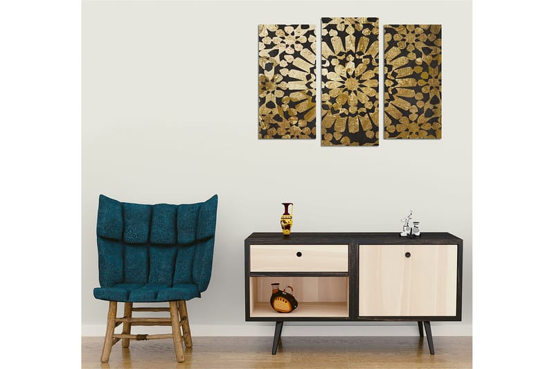 Dekorativ Canvasbillede 3-Dele 45x20 cm - Flerfarvet - Boligtilbehør - Billeder & kunst - Billeder på lærred