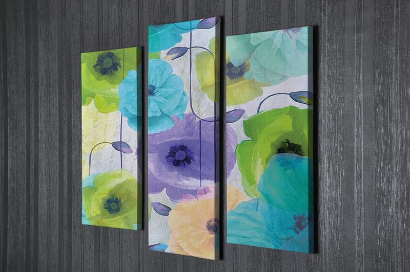 Dekorativ Canvasbillede 3-Dele 45x20 cm - Flerfarvet - Boligtilbehør - Billeder & kunst - Billeder på lærred