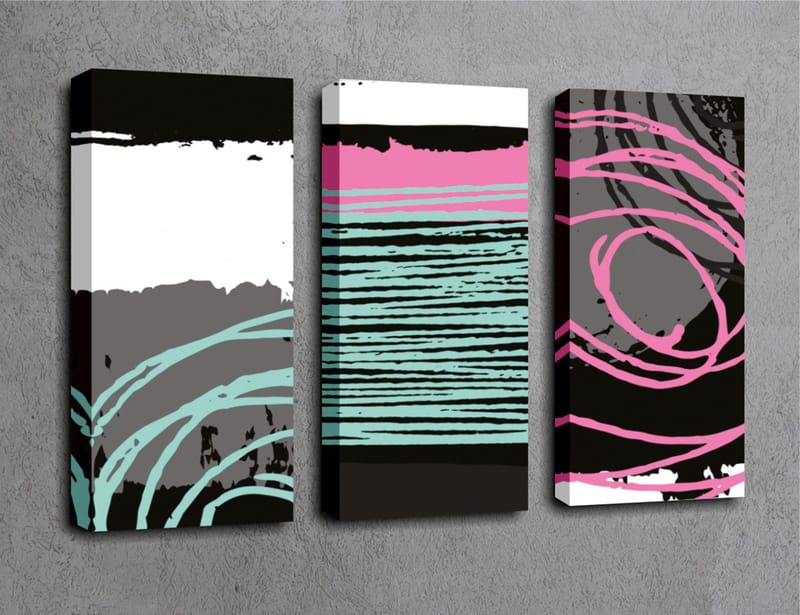 Dekorativ Canvasbillede 3-Dele 45x20 cm - Flerfarvet - Boligtilbehør - Billeder & kunst - Billeder på lærred