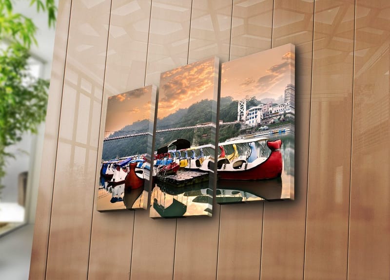 Dekorativ Canvasbillede 3-Dele 45x20 cm - Flerfarvet - Boligtilbehør - Billeder & kunst - Billeder på lærred