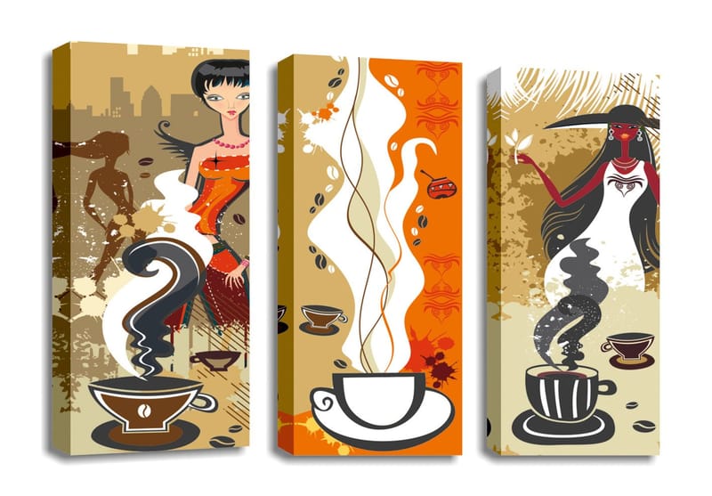 Dekorativ Canvasbillede 3-Dele 45x20 cm - Flerfarvet - Boligtilbehør - Billeder & kunst - Billeder på lærred