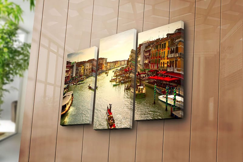 Dekorativ Canvasbillede 3-Dele 45x20 cm - Flerfarvet - Boligtilbehør - Billeder & kunst - Billeder på lærred