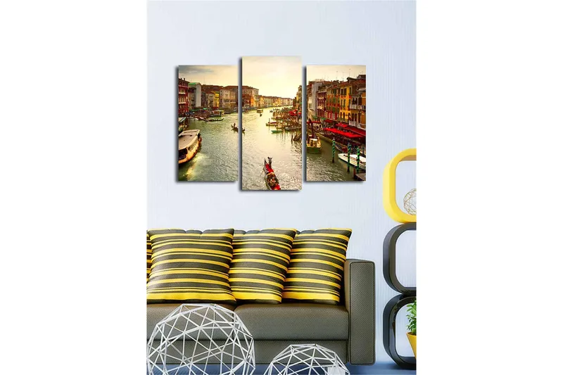 Dekorativ Canvasbillede 3-Dele 45x20 cm - Flerfarvet - Boligtilbehør - Billeder & kunst - Billeder på lærred