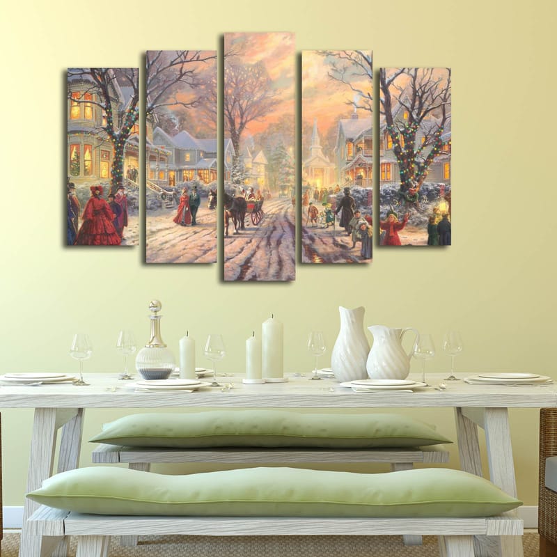 Dekorativ Canvasbillede 5-Dele 19x70 cm - Flerfarvet - Boligtilbehør - Billeder & kunst - Billeder på lærred